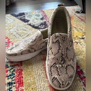 Snake skin slip on sneakers